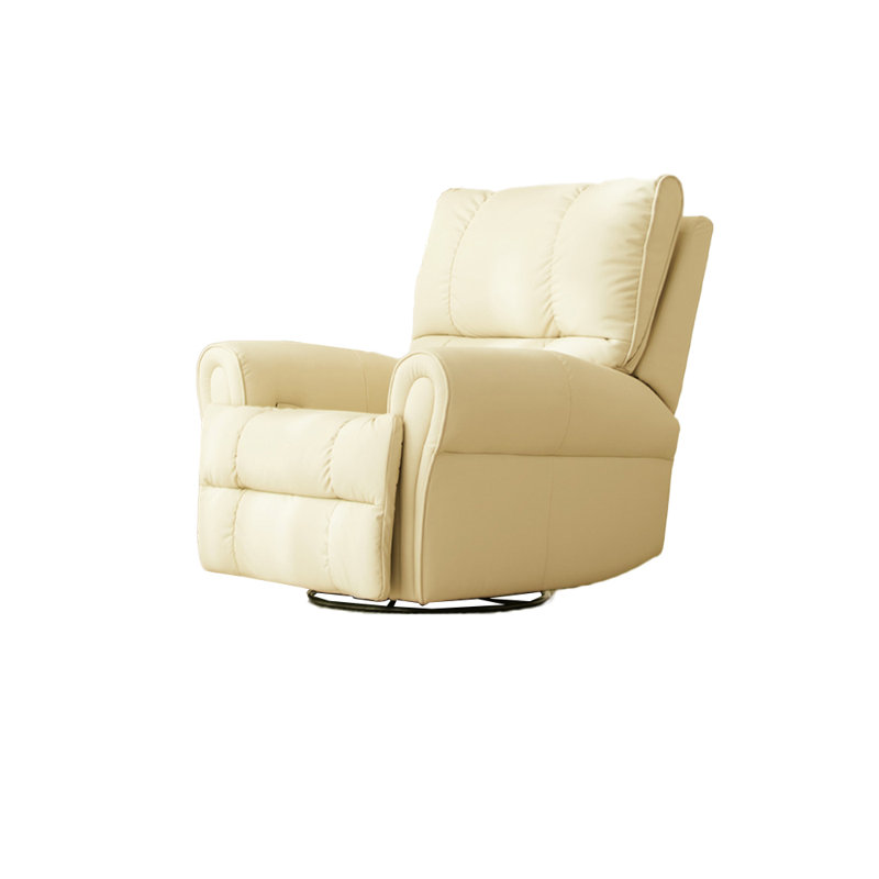 Fauteuil inclinable ergonomique et structure en bois massif., Similicuir beige