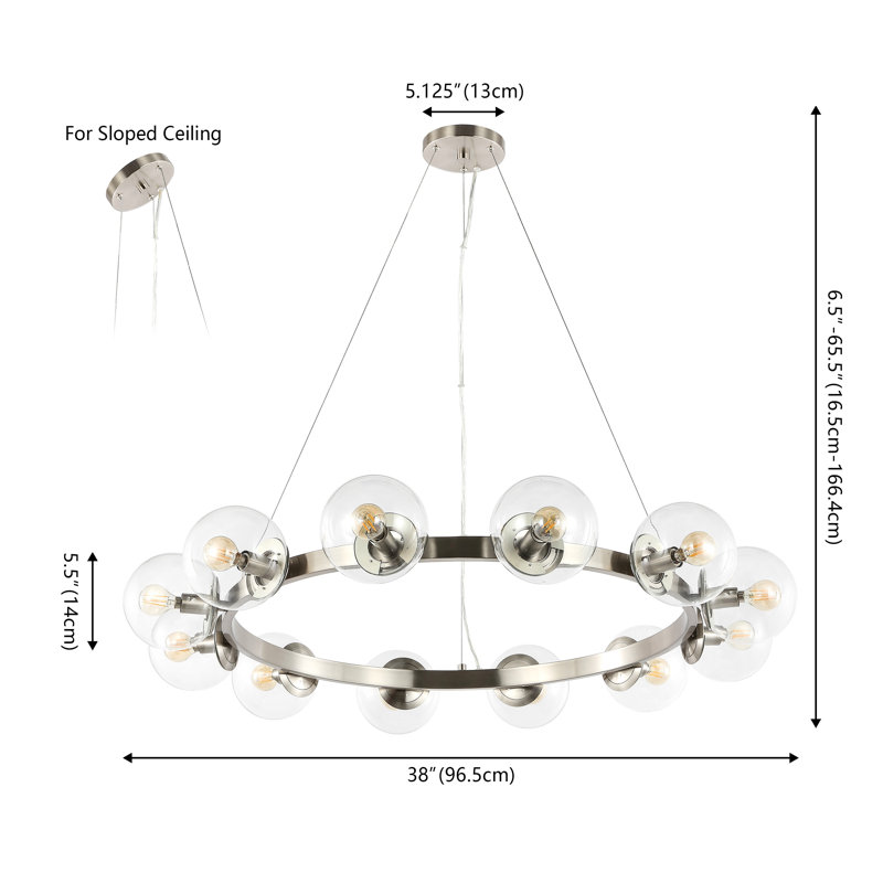 Joandaly 12 - Light Dimmable Wagon Wheel Chandelier, Nickle