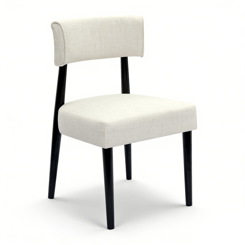 Chaise d'appoint rembourrée en bois massif, 6, Noir, Blanc