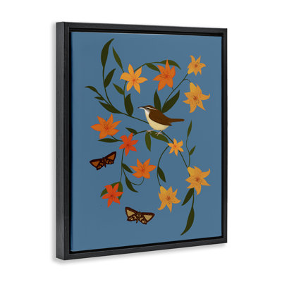  "Sparrow on Lily Bunches", art mural par Michelle Ingari Designs