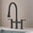 Double Handle Bridge Kitchen Faucet With Pull-down Spray Head-111025358