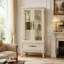 Armoire vitrine vitrée avec tablettes réglables en verre 2 portes et 1 tiroir armoire avec ampoule incluse-114223448