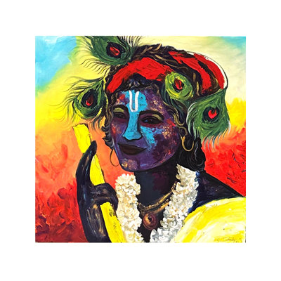 Bala Gopala Krishna In Holi | Acrylic On Canvas | Wall Décor