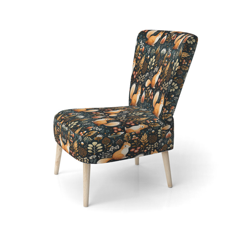 Squirrel Delight - Upholstered Glam Side Chair, Animal Print Accent Chair