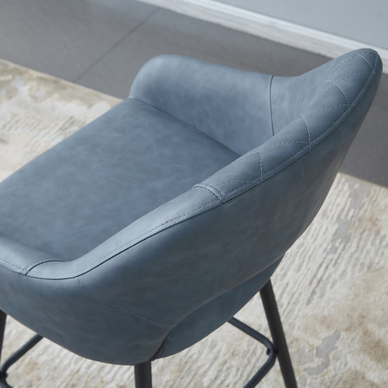 Cowles 67cm Faux Leather Arm Bar Stool, Blue