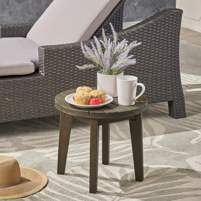 Table d'appoint 16 po en bois au fini rustique, style extérieur Endurance, Vibe, Gris