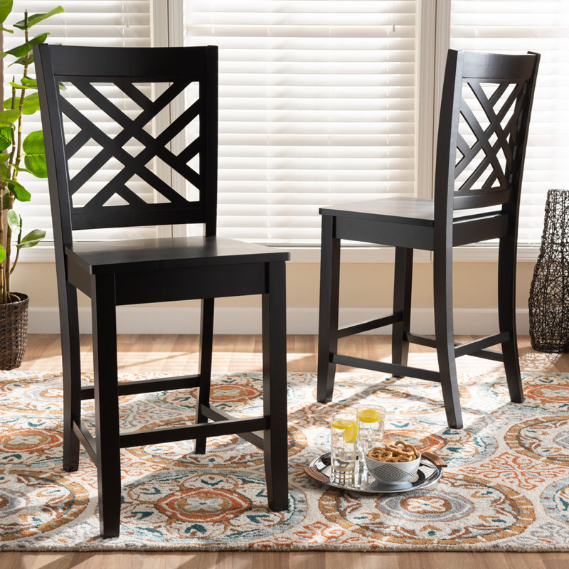 Solid Wood Counter Stool, Black