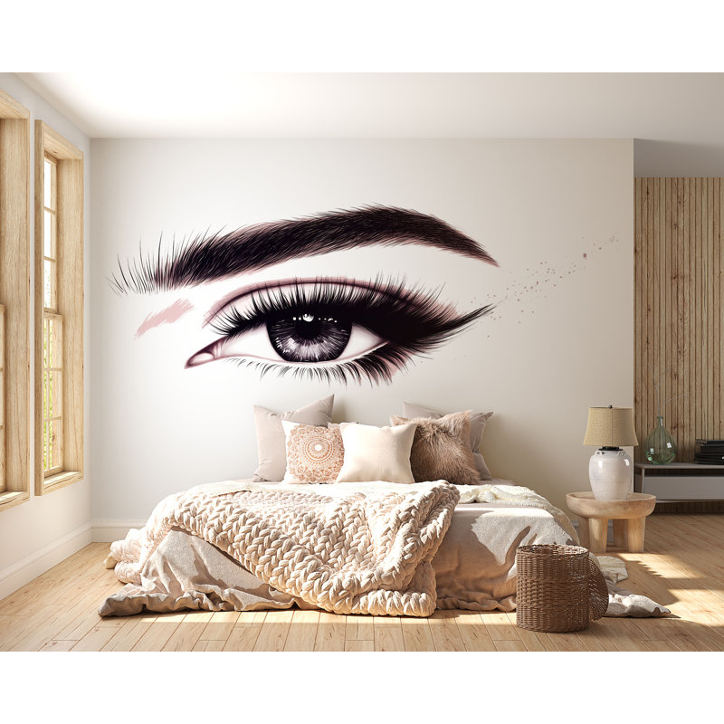 Décalcomanie murale Lash Studio, art mural œil de cil, murale de salon de beauté, décor de chambre d'esthétique 564MV
