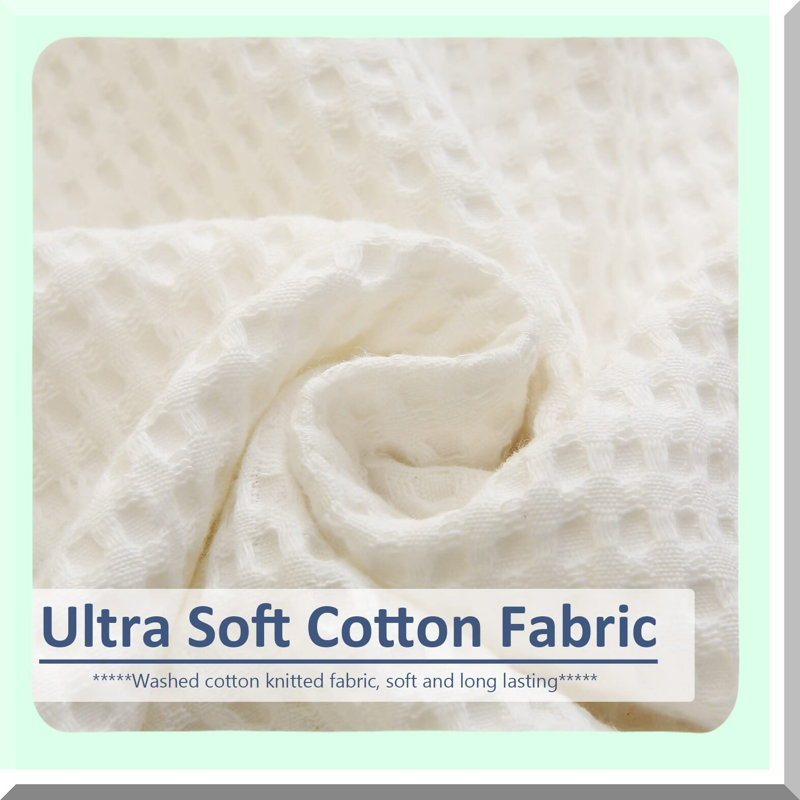 Waffle Weave Cotton Pillow Shams - 2 Pack Farmhouse Aesthetic Bed Covers with Zipper Closure - Soft Textured Pillowcases