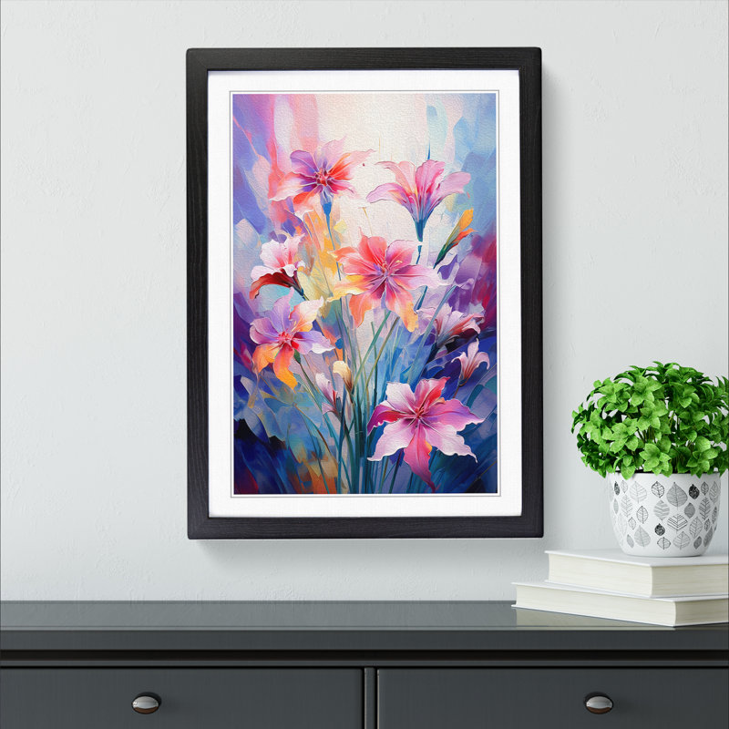 Wildflowers Futurism - Framed Print, 34cm H x 25cm W x 2cm D, Black