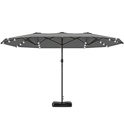 Easy To Use Double-Sided Parasol With Base,Patio Parasol With LED Solar S,Parasol Double-Sided Sun Umbrella