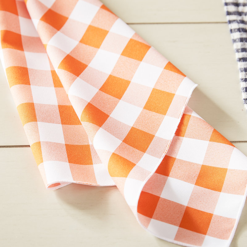 Huertas Polyester Square Napkin, White/Orange