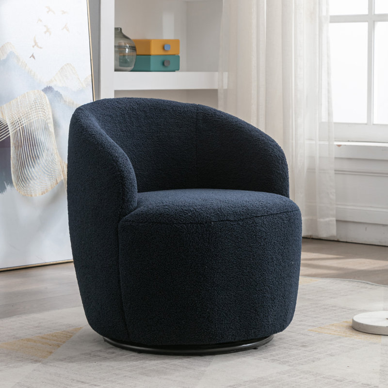 Aubrin Upholstered Swivel Armchair, Blue