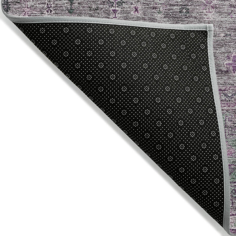 Tapis d'intérieur lavable floral mauve et gris 9 pi x 12 pi