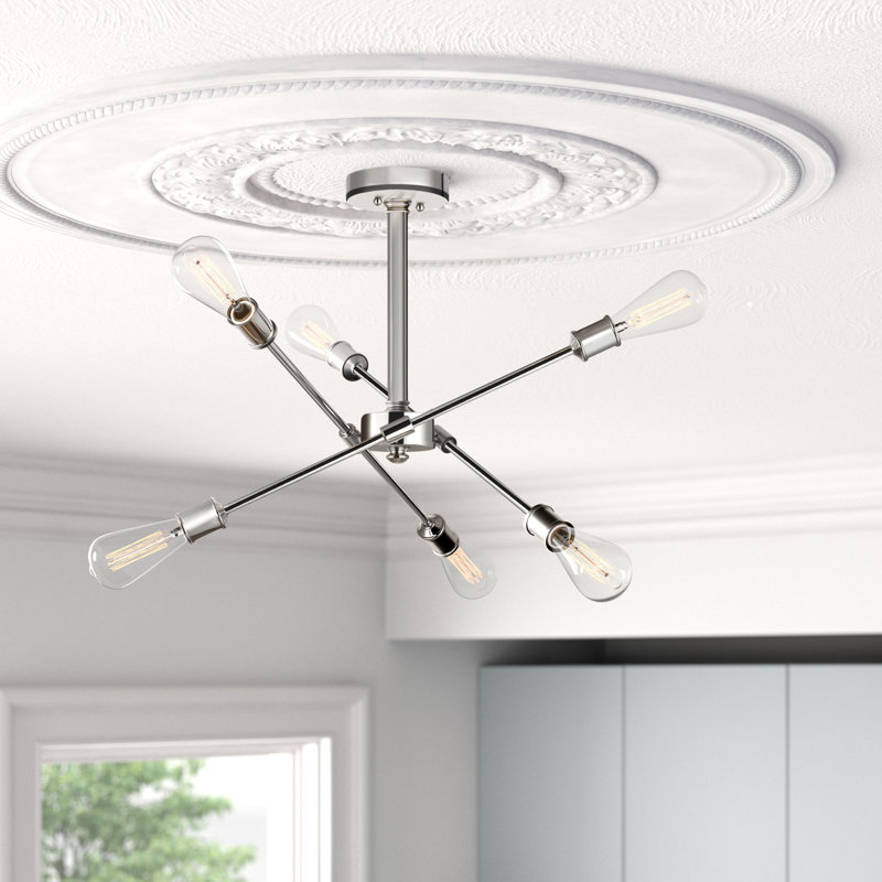 Lustre à intensité variable à 6 lumières de 17,1 po Colebrook, Nickel poli