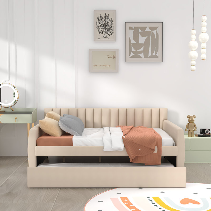 Emmelee Upholstered Platform Bed, Beige