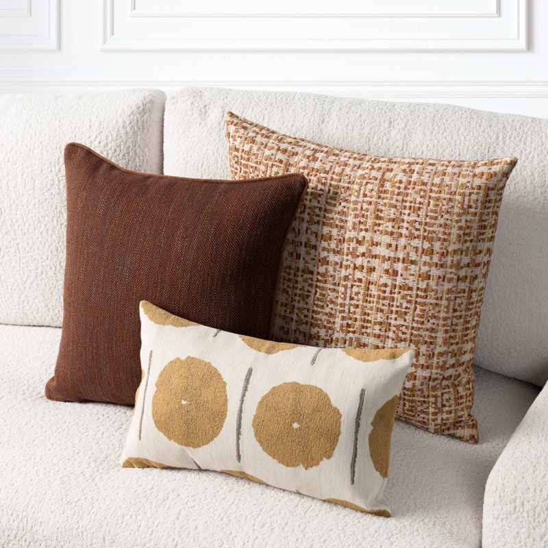 Ember Weave Earth-Toned Dimensional Indoor & Outdoor Woven Accent Pillow & Insert, Square 22"