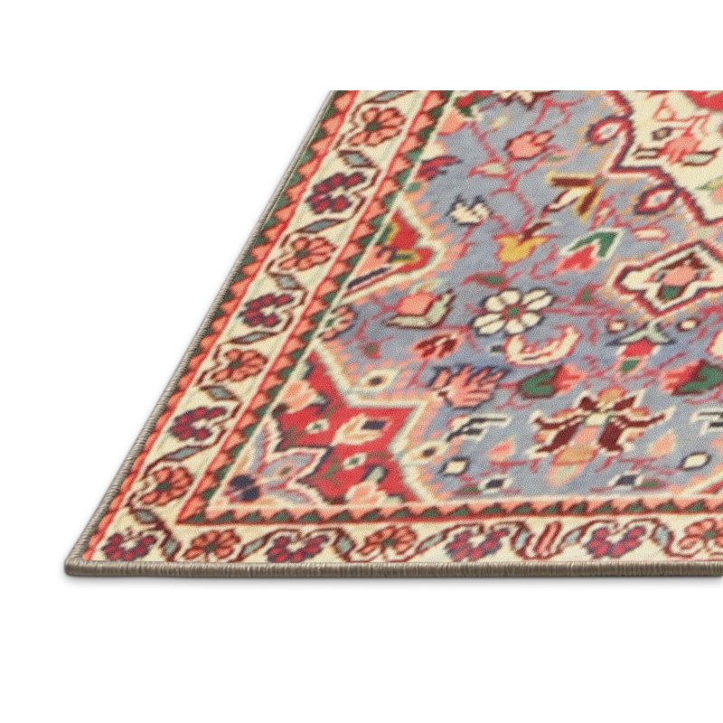 Tapis rouge/bleu traditionnel, Rectangle 3 pi x 5 pi