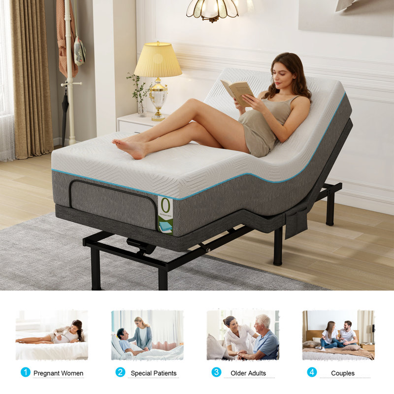 Adjustable Bed Frame With Thickened Structure & Integrated Convenience Features, Twin XL