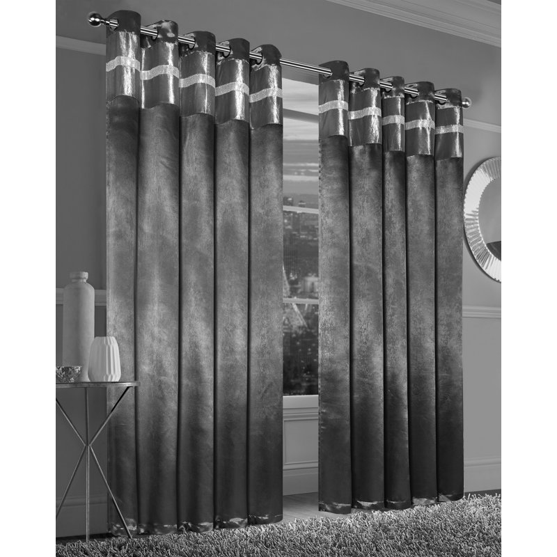 Serino Room Darkening Curtain Pair, Silver Grey, 165 W x 183 D cm