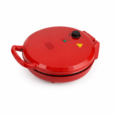 Nutrichef Countertop Pizza Maker - Non-Stick Electric Pizza Oven With Cool Touch Handle And Uplift Function, Includes Spatula (Red)