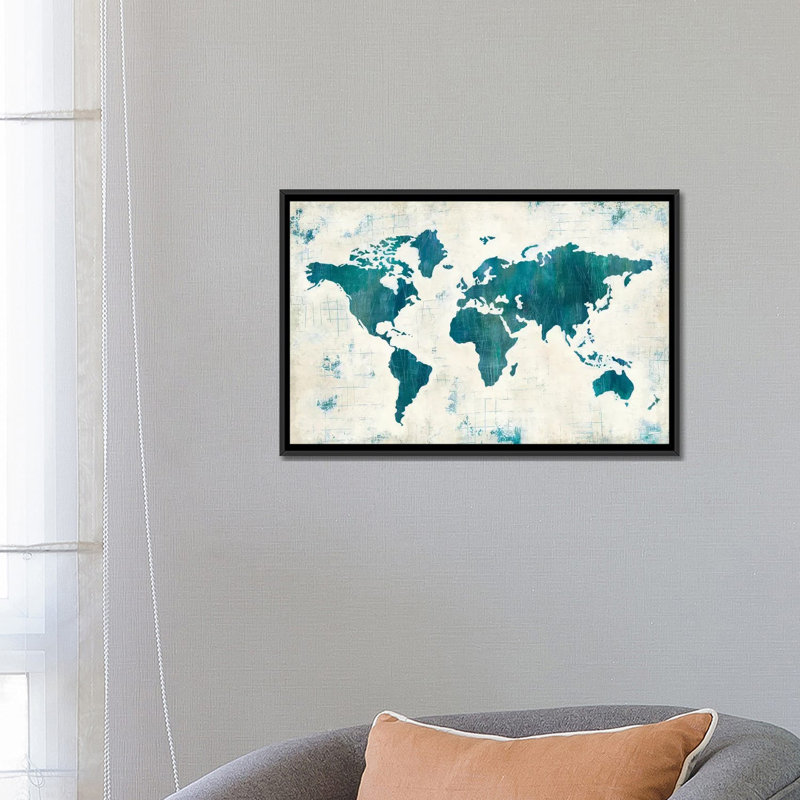 Découvrez le monde II, impression sur toile tendue, H 18 po x l 26 po x P 1,5 po, Toile avec cadre noir, Pas de tapis