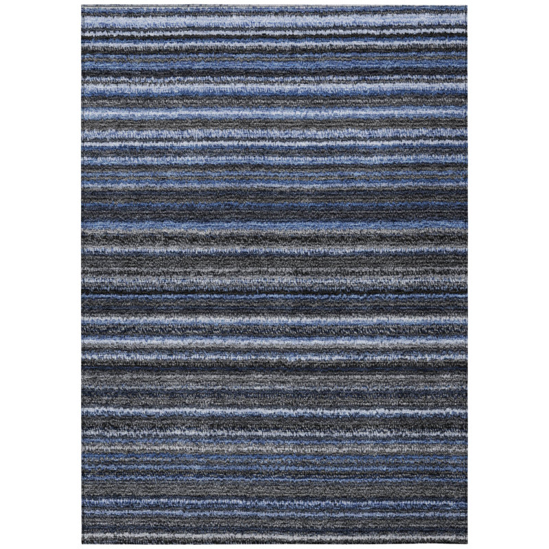 Tapis intérieur lavable rayé gris 9 pi x 12 pi