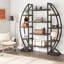 Triple bibliothèque ovale rustique industrielle pour bureau et salon, solution de rangement durable et élégante