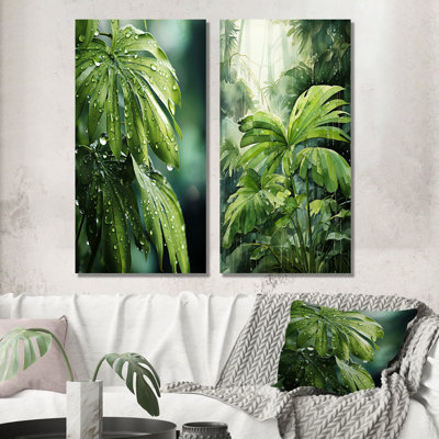 Ensemble de salon mural Mossy Morning Palms - Palmiers et palmiers