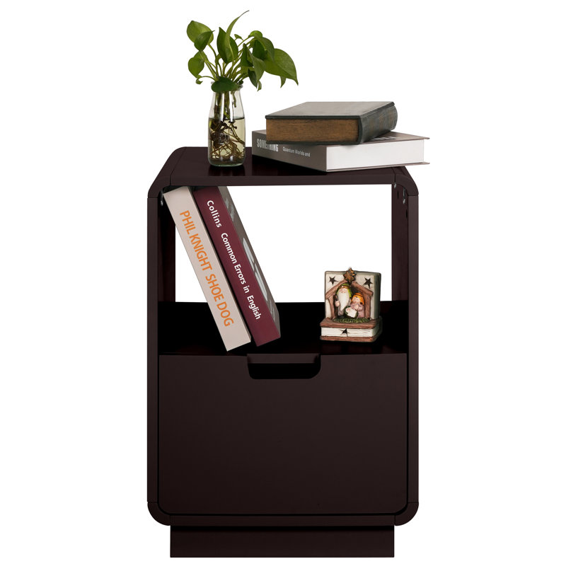 22.8" Tall Contemporary Side Table End Table with Storage Drawer, Espresso, Espresso