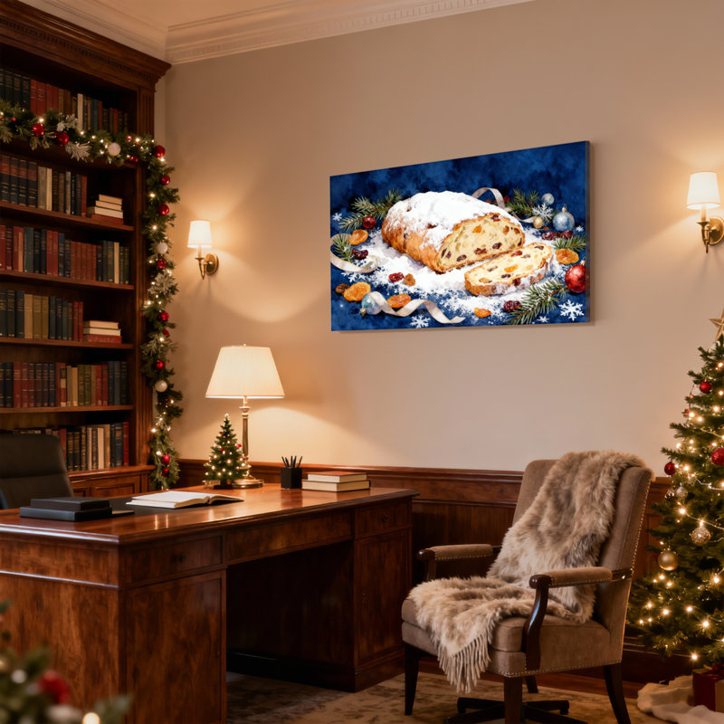 Christmas Christmas Stollen avec neige et décorations, ensemble de 3 impressions sur toile, H 20 po x l 30 po