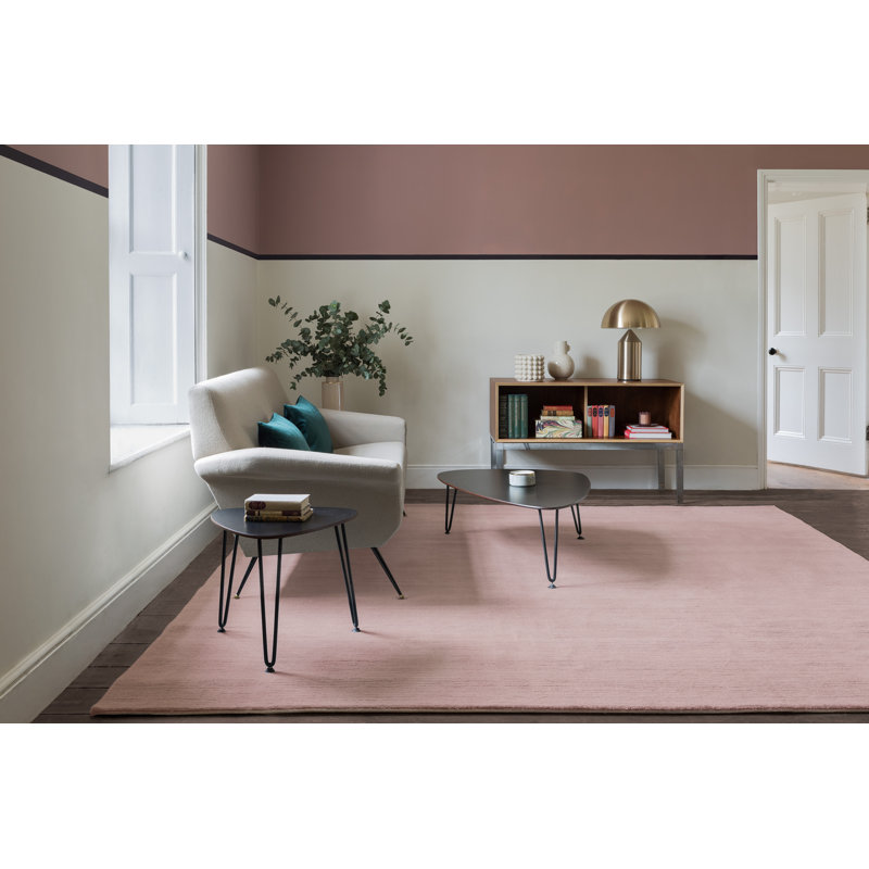 Farrow & Ball Silk Border Portobello Pink Area Rug, Rectangle 6' x 9'