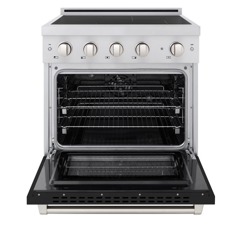 ZLINE 30 in. Paramount Induction Range with 4 Element Cooktop & Electric Oven w/ White Matte Door, Black Matte