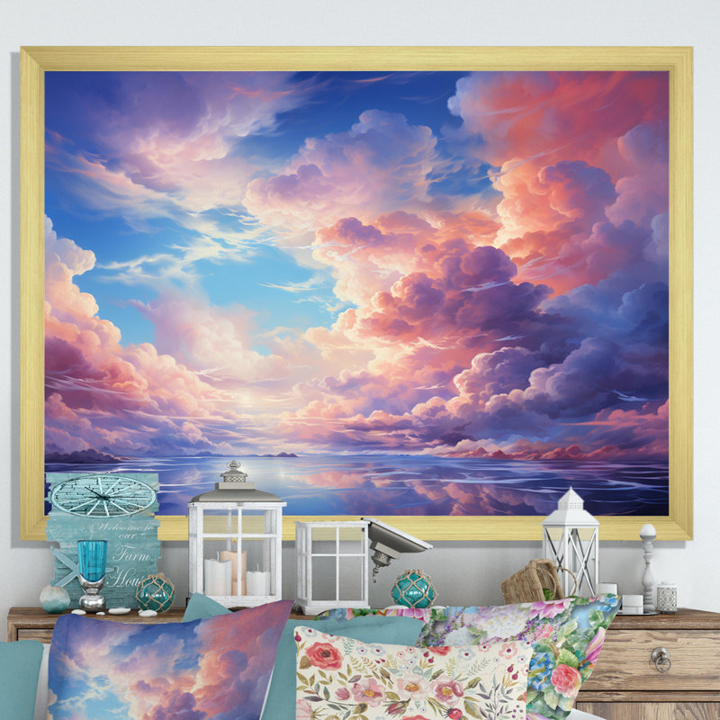 «Clouds Whimsical Wisps I», reproduction d'art sur toile, Cadre flottant noir, H 12 po x l 20 po x P 1 po