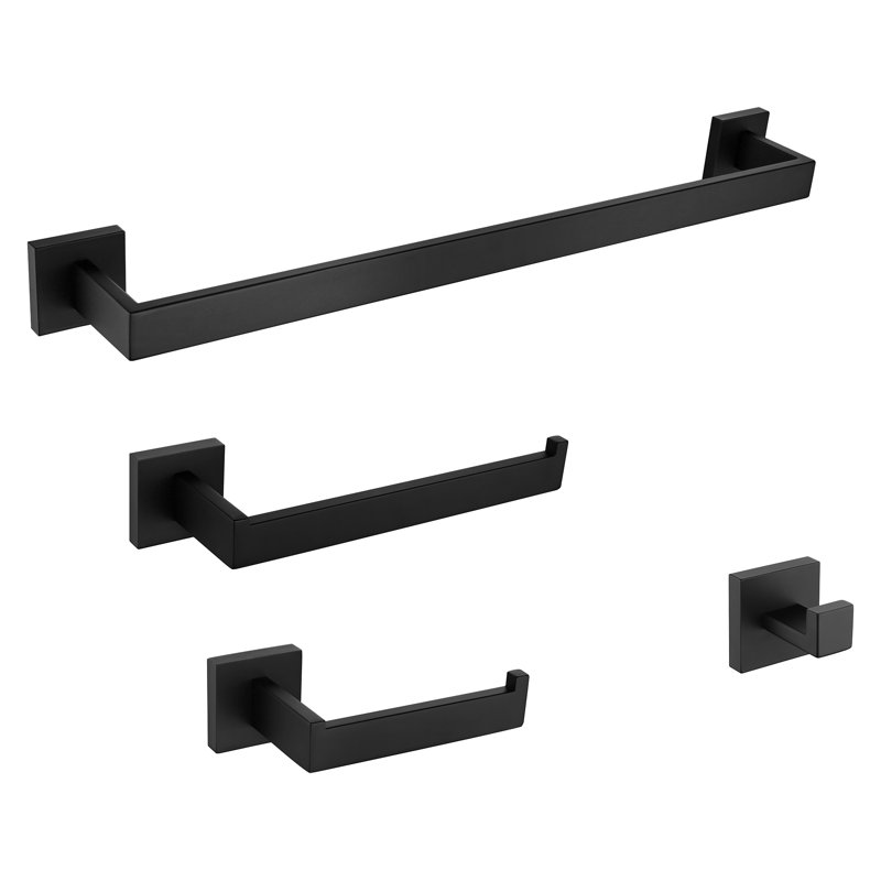 Ensemble de quincaillerie de salle de bain 4 pièces, Noir mat