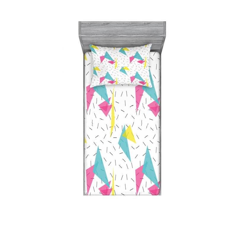 Ensemble de draps Memphis Forms Lines, Ensemble de draps pour lit simple TG avec drap-hou
