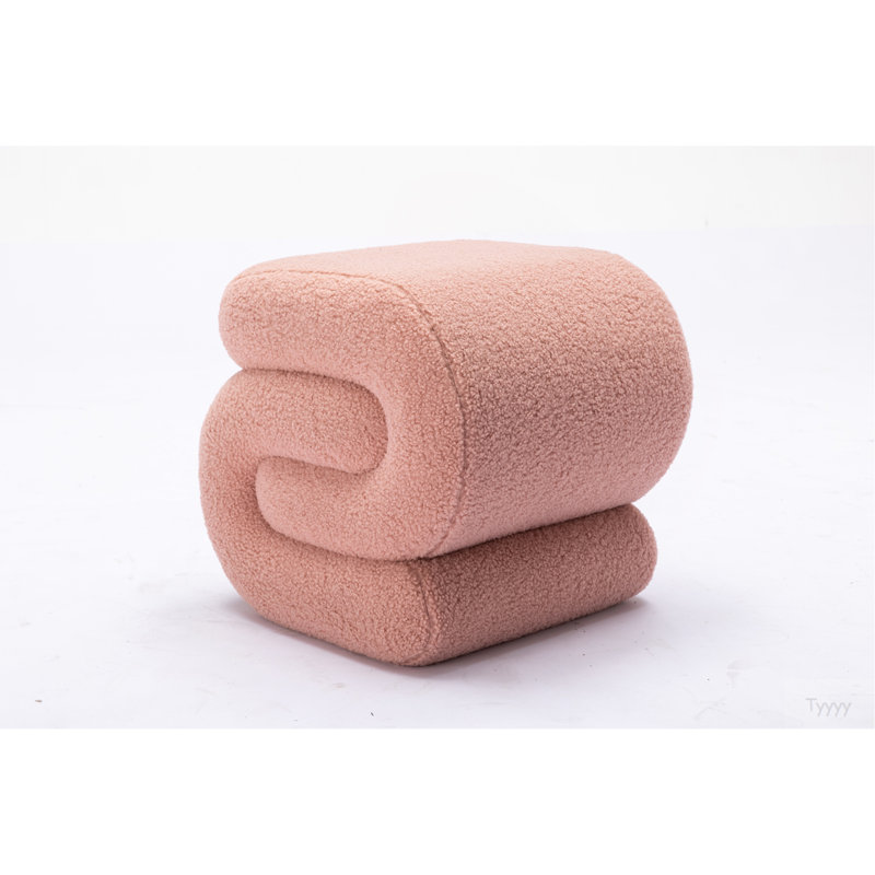Teddy Fabric Ottoman Makeup Stool Footstool,Pink, Teddy - Pink