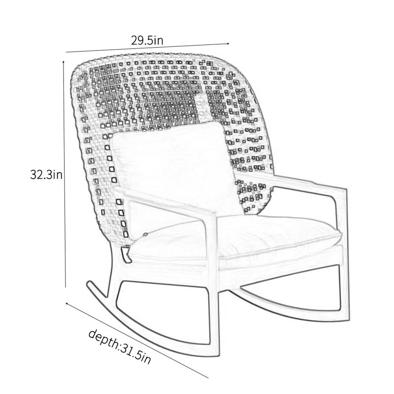 Chaise berçante décontractée en rotin