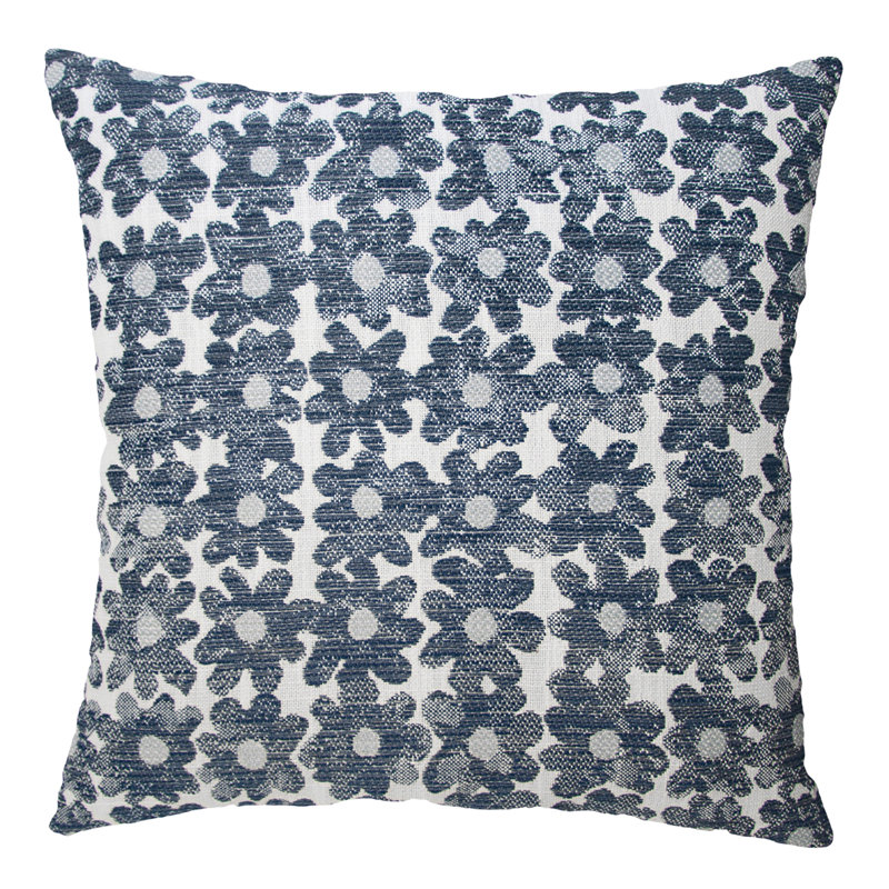 Daisy Performance Square Pillow Cover & Insert, Navy, Square 18"