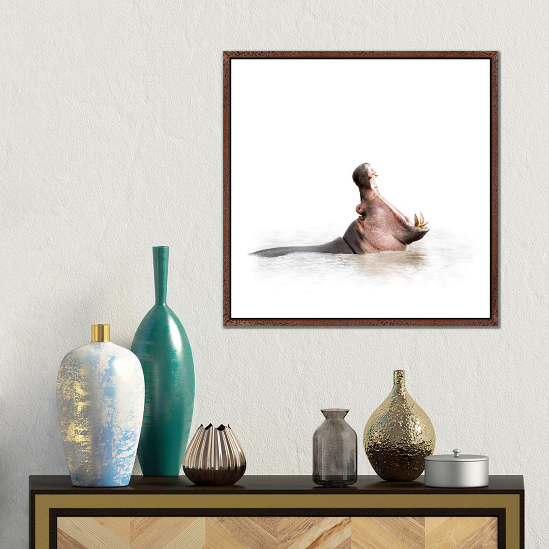 Hippo Mouth Wide Open Isolated On White von Susan Richey - Gallery- Giclée on Canvas