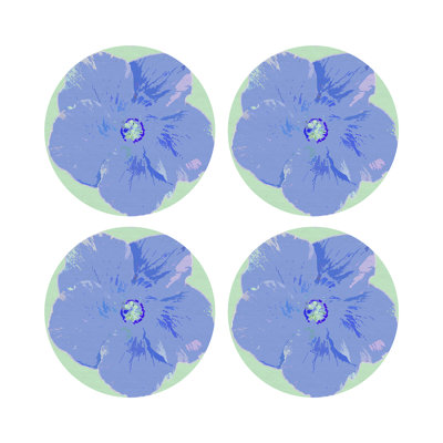 Hibiscus Vegan Leather Round Pebble Placemat