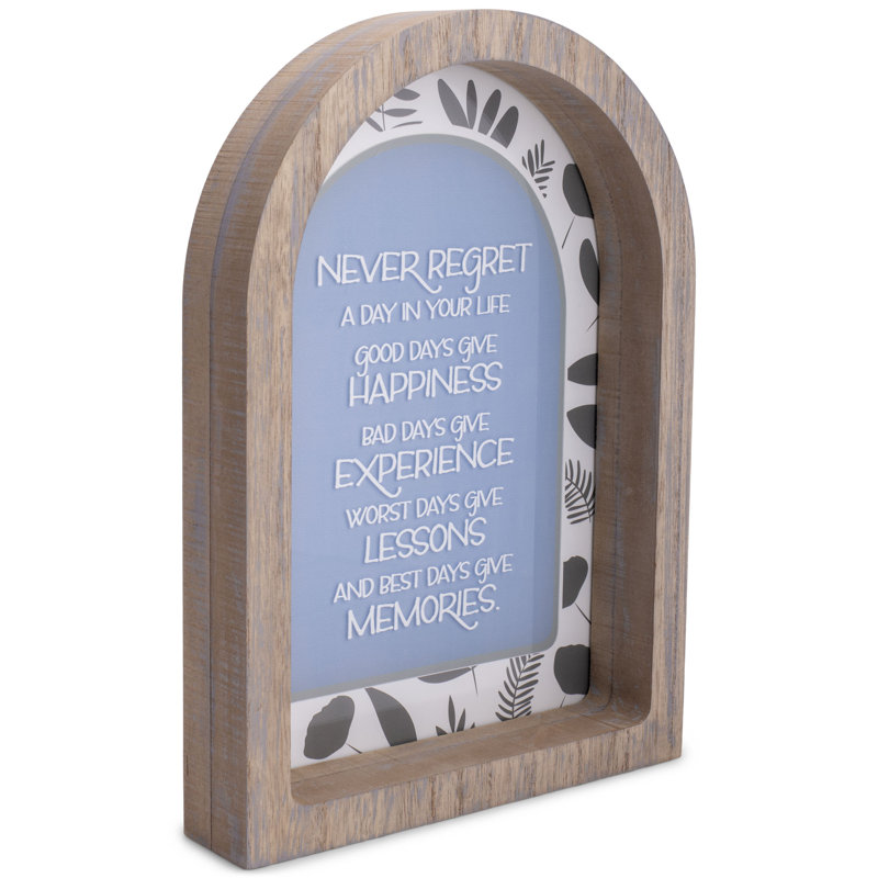 Framed Arch Never Regret Gray 9x13