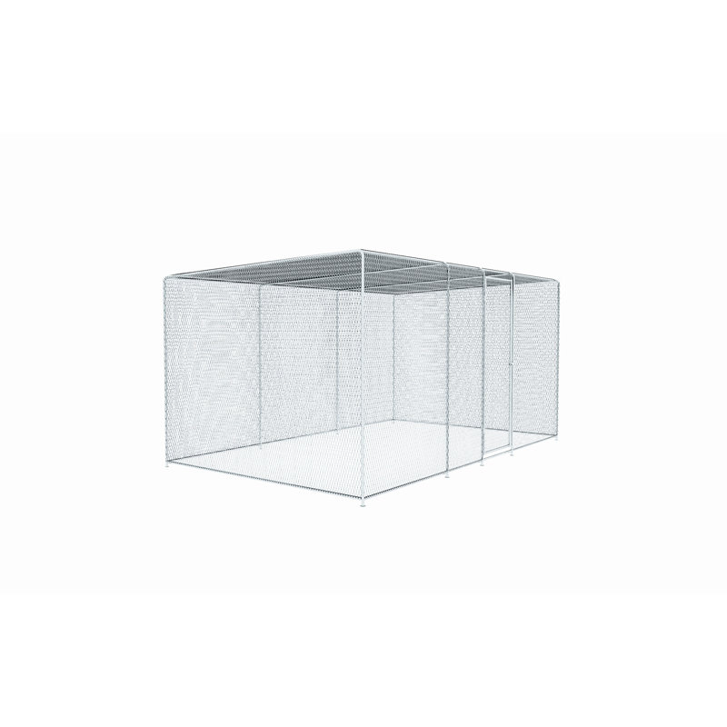 Poulailler pour cour, filet 13 x 8 x 6,5 pi, porte en acier verrouillable et couvercle imperméable - enclos en métal rouille 13 x 8 x 6,5 pi, conception à verrouillage automatique, protection prolongée, cadre galvanisé enduit