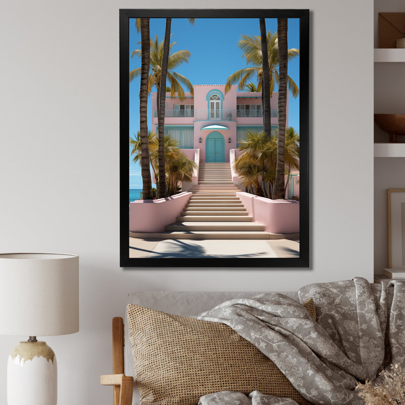 Laragh Miami, maison rose V, Cadre photo noir, H 20 po x l 12 po x P 1 po