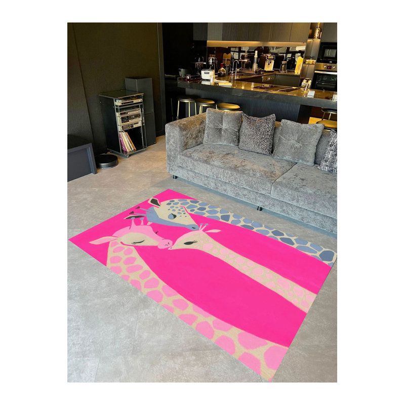 Tapis rose à motif tissé lavable à la machine Sun Collection, Sous-tapis rectangulaire 2 pi 4 po x 3 pi 11 po