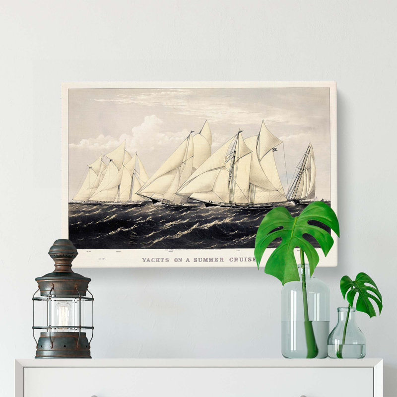 Yachts On A Summer Cruise - Wrapped Canvas Painting, 35cm H x 50cm W x 3cm D