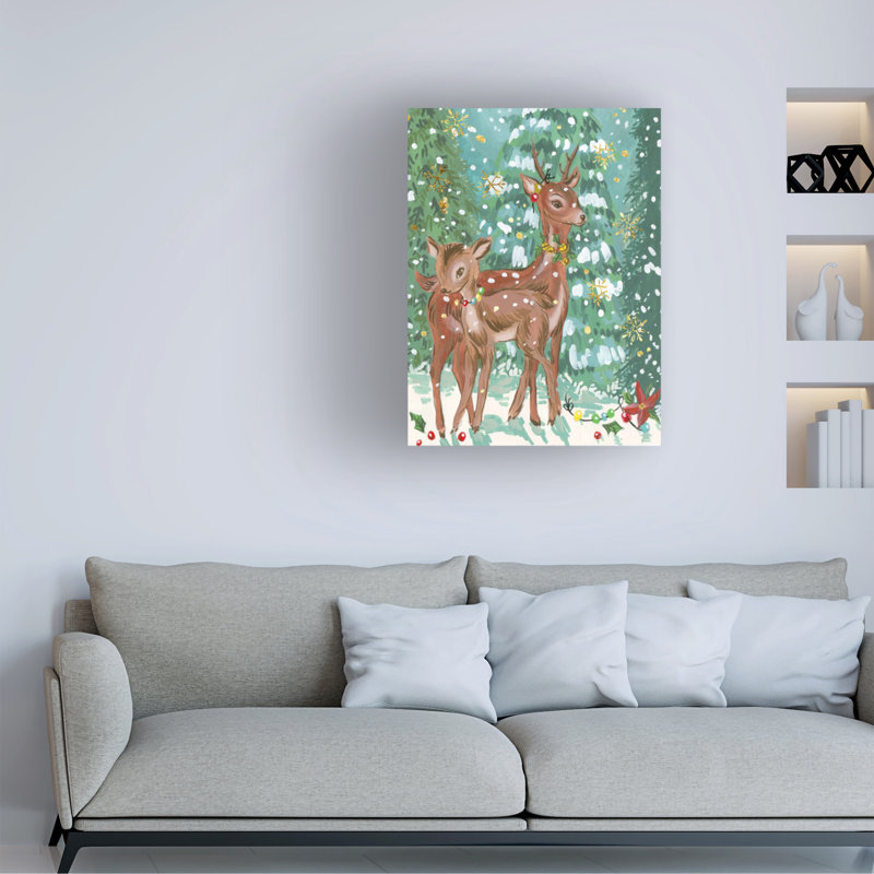Reproduction d'art sur toile, "Doe And Fawn II" par celle de Melissa Wang, H 24 po x l 18 po