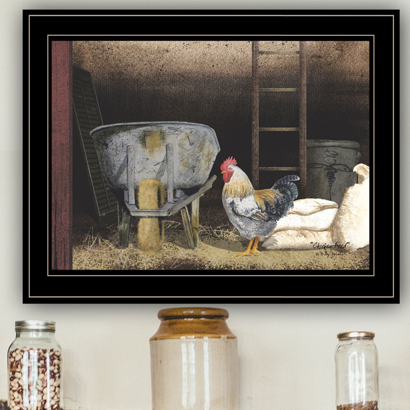 Reproduction d'art encadrée de poulet