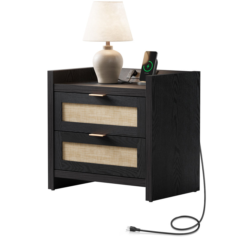 Amrutha 23.6'' W Nightstand, Black