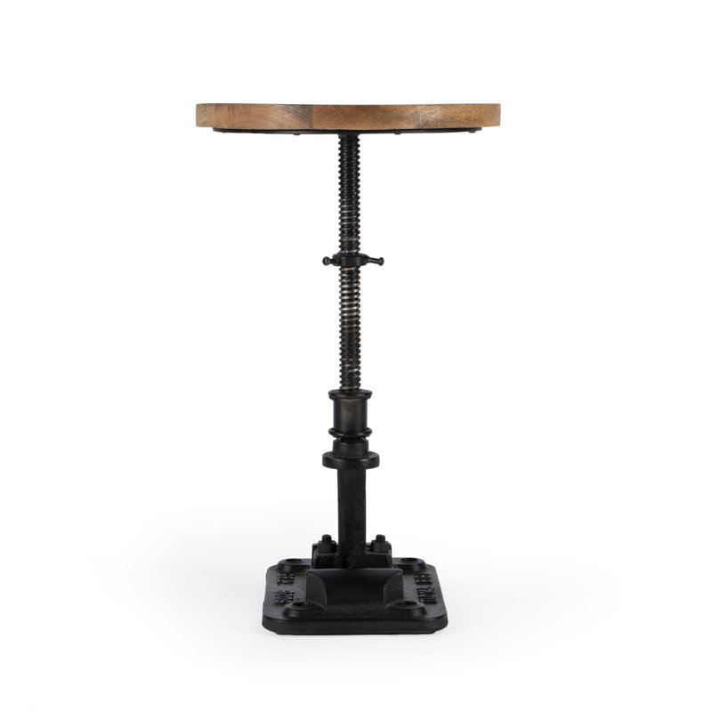 Ellis Adjustable Pedestal Side table, Brown/Black